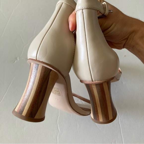 Jeffery Campbell Free People One Strap Wooden Patterned Heels Sz 8.5 - Picture 5 of 7